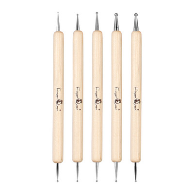 5 bucăți/set pix cu punct cu cap dublu din lemn pentru instrument profesional pentru arta unghiilor, accesorii pentru manichiură, strasuri cu puncte pentru instrumentul de design de unghii