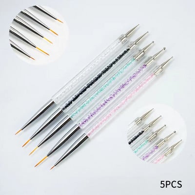 Kétvégű Nail Art szilikon szobor toll 3D faragás barkácsolás csillámpor manikűr festés pontozó ecset körömcsúcs eszköz