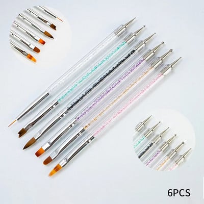 Kétvégű Nail Art szilikon szobor toll 3D faragás barkácsolás csillámpor manikűr festés pontozó ecset körömcsúcs eszköz