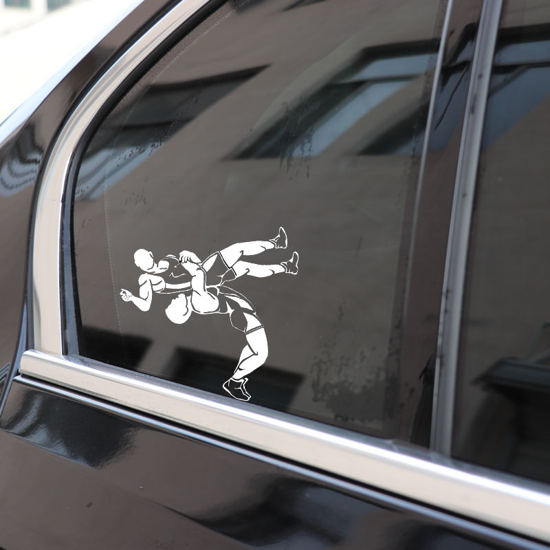 QYPF 13.8*14.8CM Legmenőbb matricák Autóstílus Kiváló minőségű birkózás grafikai kiegészítők Silhouette Vinyl C16-0406