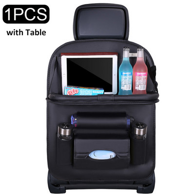 Autósülés háttámla rendező Pu bőr alátéttáska autós tároló rendszerező összecsukható asztaltálca utazó tárolótáska autós kiegészítők