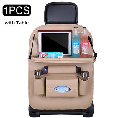 Autósülés háttámla rendező Pu bőr alátéttáska autós tároló rendszerező összecsukható asztaltálca utazó tárolótáska autós kiegészítők