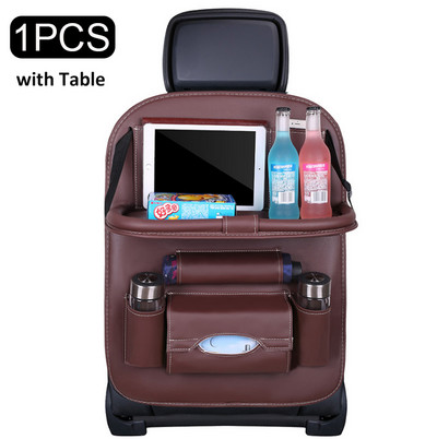 Autósülés háttámla rendező Pu bőr alátéttáska autós tároló rendszerező összecsukható asztaltálca utazó tárolótáska autós kiegészítők