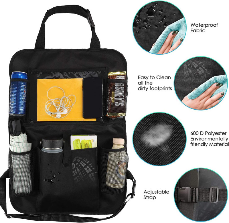 Ατζέντα πίσω καθίσματος αυτοκινήτου με θήκη για tablet με οθόνη αφής Αυτόματες τσέπες αποθήκευσης Κάλυμμα πλάτης καθισμάτων αυτοκινήτου για ταξίδια παιδιών ταξιδιού