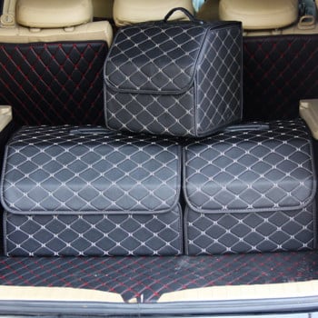 Кутия за органайзер за багажник на кола Голям капацитет Автоматична чанта за многофункционални инструменти Чанта за съхранение Подреждане Подреждане Кожена сгъваема кутия за спешно съхранение