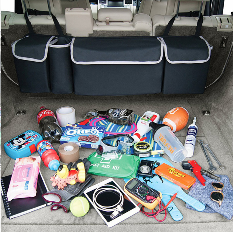 Automobilio bagažinės laikiklis galinės sėdynės laikymo krepšys Didelės talpos daugiafunkcis Oksfordo audinio automobilio sėdynės atlošo tvarkyklės interjero priedai