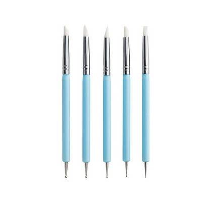 5 tk Kahe otsaga silikoonsavist skulptuuritööriist pintslite modelleerimiseks täppidega küünekunsti keraamika savitööriistad isetegemise nikerdamise tööriist