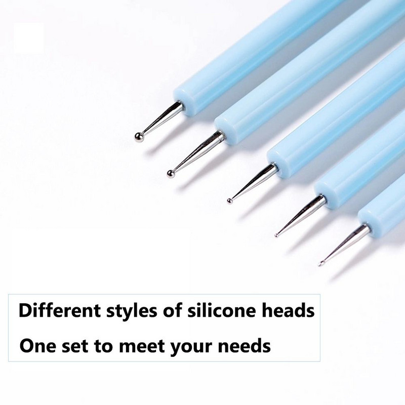 5 tk Kahe otsaga silikoonsavist skulptuuritööriist pintslite modelleerimiseks täppidega küünekunsti keraamika savitööriistad isetegemise nikerdamise tööriist