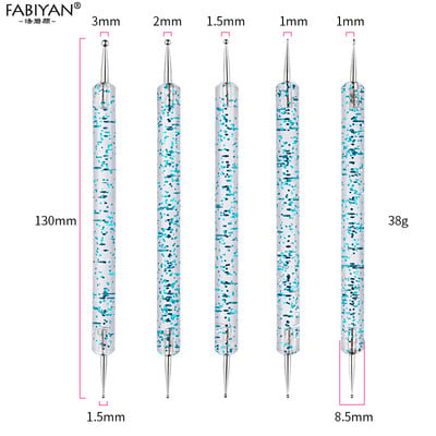 Kétvégű Nail Art Dotting Tool Dot Pen Strasszos Picker Manikűr UV Gél festőeszköz 5db/készlet