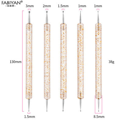 Kétvégű Nail Art Dotting Tool Dot Pen Strasszos Picker Manikűr UV Gél festőeszköz 5db/készlet