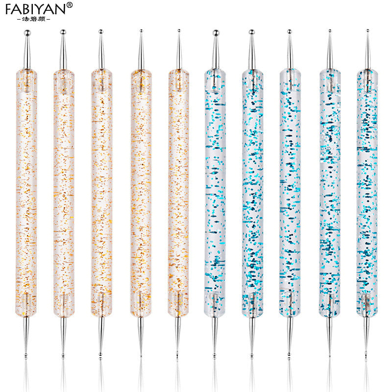 Kétvégű Nail Art Dotting Tool Dot Pen Strasszos Picker Manikűr UV Gél festőeszköz 5db/készlet