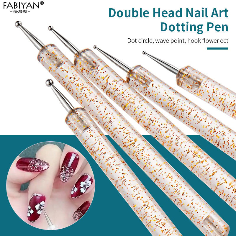 Kétvégű Nail Art Dotting Tool Dot Pen Strasszos Picker Manikűr UV Gél festőeszköz 5db/készlet