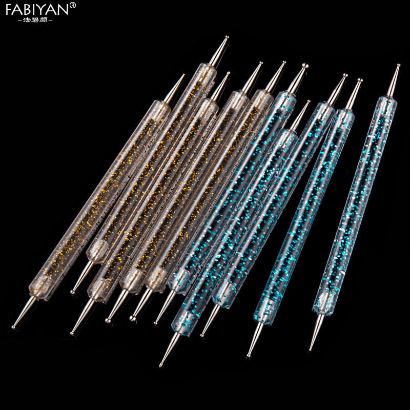 Kétvégű Nail Art Dotting Tool Dot Pen Strasszos Picker Manikűr UV Gél festőeszköz 5db/készlet