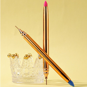 Двустранна восъчна писалка с метална дръжка Изкуство на ноктите Стрази Аксесоари за скъпоценни камъни Мъниста Бране Самозалепващи се инструменти