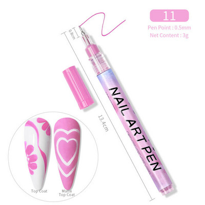 1 Gb. Nail Art Graffiti pildspalva 12 krāsu ūdensizturīga UV gēla laka dizaina punktu krāsošana zīmēšanas pildspalva Liner nagu DIY ziedu rīki