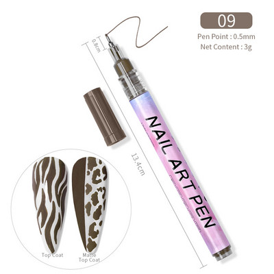 1 Gb. Nail Art Graffiti pildspalva 12 krāsu ūdensizturīga UV gēla laka dizaina punktu krāsošana zīmēšanas pildspalva Liner nagu DIY ziedu rīki