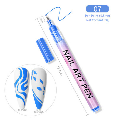 1 Gb. Nail Art Graffiti pildspalva 12 krāsu ūdensizturīga UV gēla laka dizaina punktu krāsošana zīmēšanas pildspalva Liner nagu DIY ziedu rīki