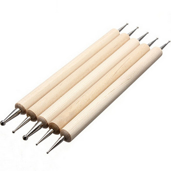 ELECOOL 5Pcs 2 Way Wooden Dotting Pen Rhinestones Picker DIY Nail Art Pen Embossing Pen Инструменти за нокти Dotter Puntos Negros