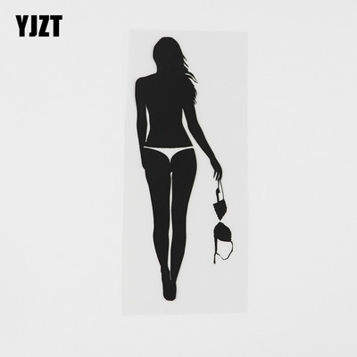 YJZT 5.8CMX16.1CM Hot Sexy Get Naked Girl In Underwear Decal Vinil Autocolant masina Negru/Silver 8A-0493