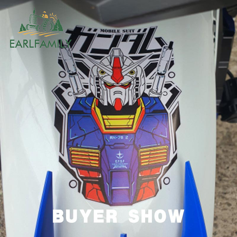 EARLFAMILY 13 cm-es GUNDAM RX autómatricákhoz Anime autós kiegészítők Vízálló fényvédő matricák VAN lakóautó-hűtőszekrény dekoráció