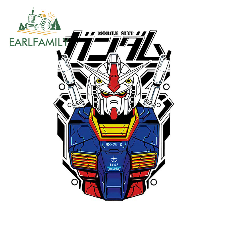 EARLFAMILY 13 cm-es GUNDAM RX autómatricákhoz Anime autós kiegészítők Vízálló fényvédő matricák VAN lakóautó-hűtőszekrény dekoráció