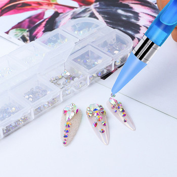 1 ΤΕΜ. Κρυστάλλινο στυλό Dual Heads pick up Rhinestones Gems Sticky Wax Pencil DIY Tools for Nail art Cloth Diamond Picker Painting