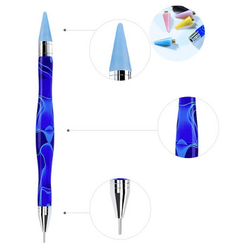 1PCS Crystal Pen с две глави, събиране на кристали, скъпоценни камъни, лепкав восъчен молив Направи си сам инструменти за ноктопластика Плат за избор на диаманти Живопис