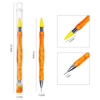 1PCS Crystal Pen с две глави, събиране на кристали, скъпоценни камъни, лепкав восъчен молив Направи си сам инструменти за ноктопластика Плат за избор на диаманти Живопис