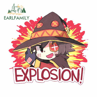 EARLFAMILY 13 cm x 12 cm Konosuba Megumin Explosion autómatricákhoz, fényvédő rajzfilm matricák vízálló lökhárító autók stílusához