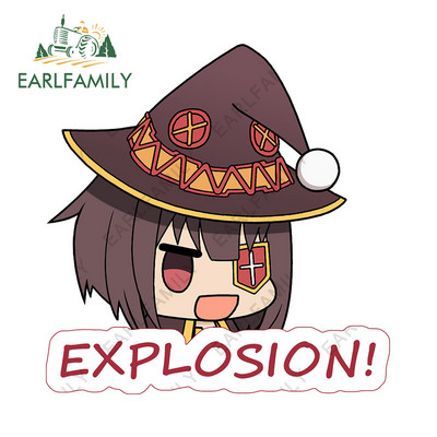EARLFAMILY 13 cm x 12 cm Konosuba Megumin Explosion autómatricákhoz, fényvédő rajzfilm matricák vízálló lökhárító autók stílusához