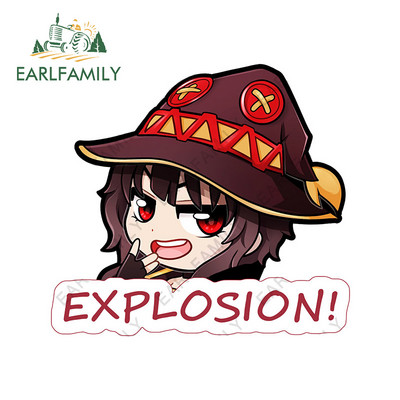 EARLFAMILY 13 cm x 12 cm Konosuba Megumin Explosion autómatricákhoz, fényvédő rajzfilm matricák vízálló lökhárító autók stílusához