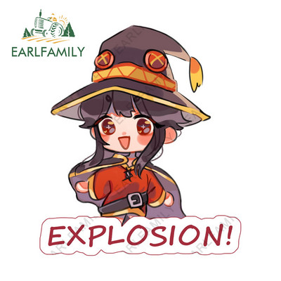EARLFAMILY 13 cm x 12 cm Konosuba Megumin Explosion autómatricákhoz, fényvédő rajzfilm matricák vízálló lökhárító autók stílusához