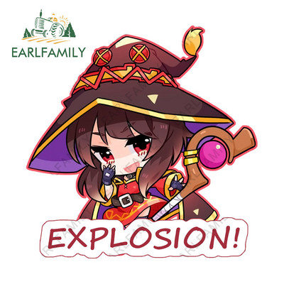 EARLFAMILY 13 cm x 12 cm Konosuba Megumin Explosion autómatricákhoz, fényvédő rajzfilm matricák vízálló lökhárító autók stílusához
