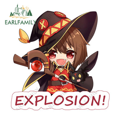 EARLFAMILY 13 cm x 12 cm Konosuba Megumin Explosion autómatricákhoz, fényvédő rajzfilm matricák vízálló lökhárító autók stílusához