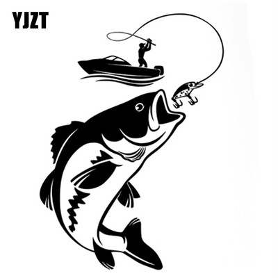 YJZT Érdekes horgászat Horgász Hobbi Fish Boat Autómatricák Vinyl Matrica S9-0720
