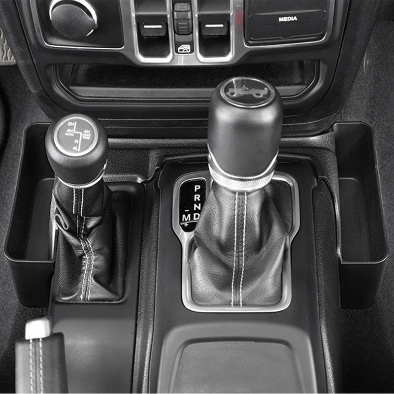 Fekete Sebességváltó tárolódoboz Raktározás Jeep Wrangler JL Gladiator JT 2018 2019 2020 2021 2022 belső tartozékokhoz