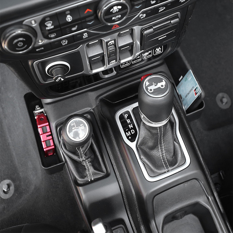 Fekete Sebességváltó tárolódoboz Raktározás Jeep Wrangler JL Gladiator JT 2018 2019 2020 2021 2022 belső tartozékokhoz