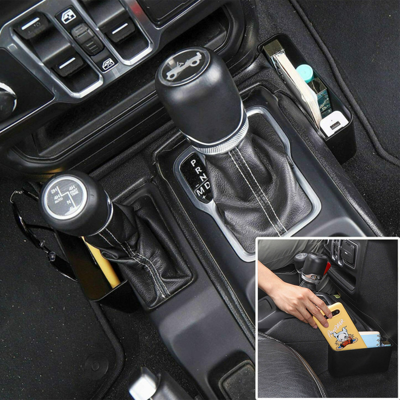 Fekete Sebességváltó tárolódoboz Raktározás Jeep Wrangler JL Gladiator JT 2018 2019 2020 2021 2022 belső tartozékokhoz
