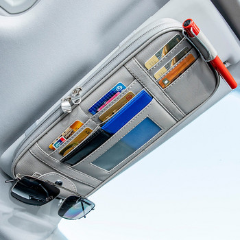 Auto Sun Visor Organizer Κουτί αποθήκευσης Γυαλιά ηλίου Κλιπ αποθήκευσης τσάντα τακτοποίησης Bill Stand Θήκη κάρτας CD DVD Organizer με φερμουάρ