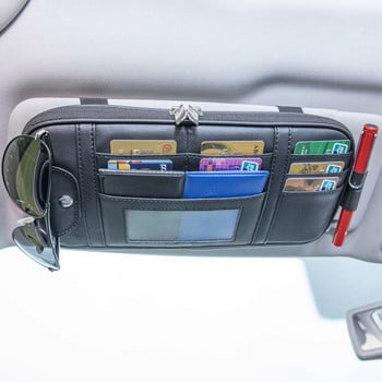 Auto Sun Visor Organizer Κουτί αποθήκευσης Γυαλιά ηλίου Κλιπ αποθήκευσης τσάντα τακτοποίησης Bill Stand Θήκη κάρτας CD DVD Organizer με φερμουάρ