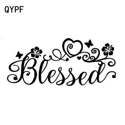 QYPF 17,3 cm * 7,6 cm sudėtinga palaiminta juostelė, vinilo gėlė, žuvis, lango meno lipdukas Lipdukas automobiliui C18-0591