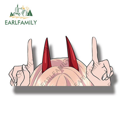 EARLFAMILY 13 cm x 7,7 cm automobilių lipdukai, skirti Chainsaw Man Power Antenna Peeker Creativite Vinilo automobilių priedai Lipdukai Anime RV JDM