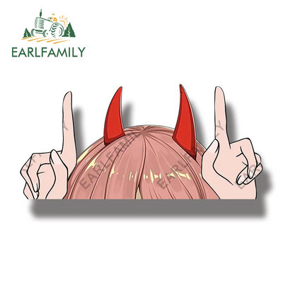 EARLFAMILY 13 cm x 7,7 cm automobilių lipdukai, skirti Chainsaw Man Power Antenna Peeker Creativite Vinilo automobilių priedai Lipdukai Anime RV JDM