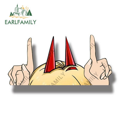 EARLFAMILY 13 cm x 7,7 cm automobilių lipdukai, skirti Chainsaw Man Power Antenna Peeker Creativite Vinilo automobilių priedai Lipdukai Anime RV JDM