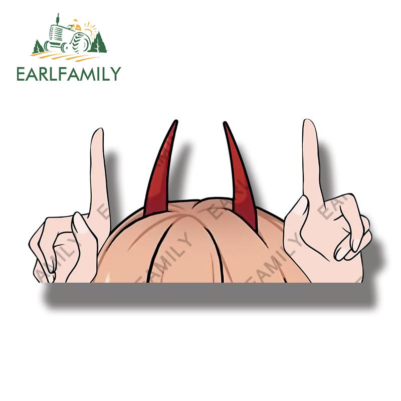 EARLFAMILY 13 cm x 7,7 cm automobilių lipdukai, skirti Chainsaw Man Power Antenna Peeker Creativite Vinilo automobilių priedai Lipdukai Anime RV JDM