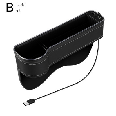 Új autós réstároló doboz 2 USB töltővel színes LED ülésrés hasított zsebes ülésrendező kártya telefon üvegpoharak tartó