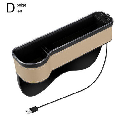 Új autós réstároló doboz 2 USB töltővel színes LED ülésrés hasított zsebes ülésrendező kártya telefon üvegpoharak tartó