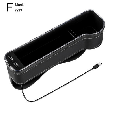 Új autós réstároló doboz 2 USB töltővel színes LED ülésrés hasított zsebes ülésrendező kártya telefon üvegpoharak tartó
