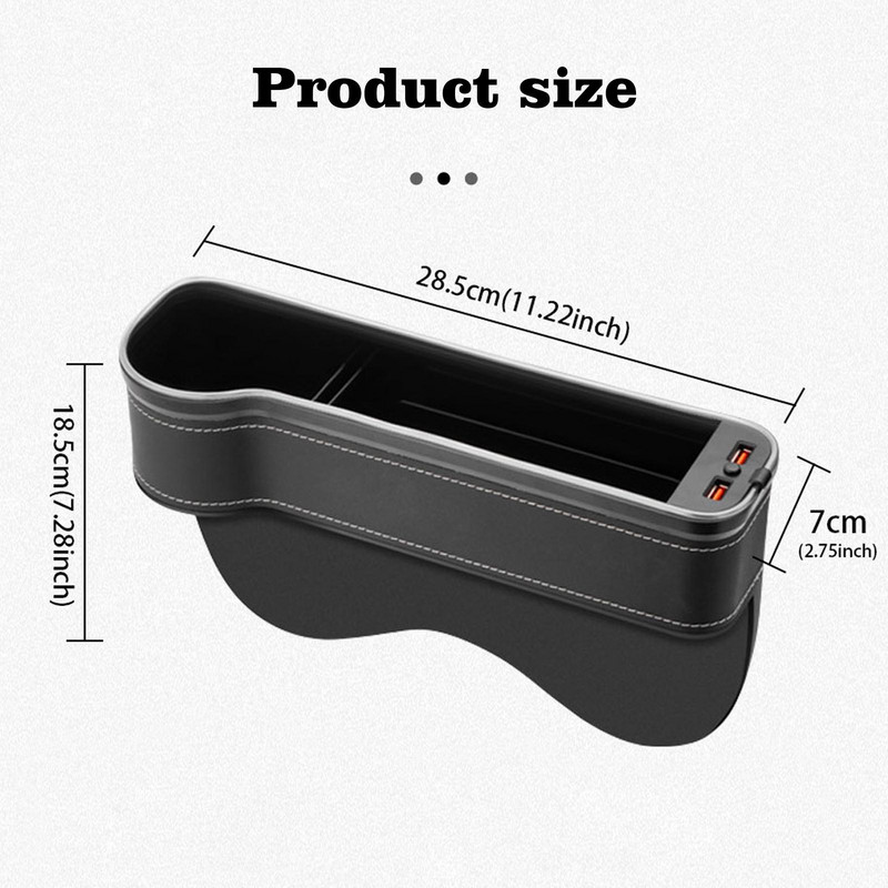 Új autós réstároló doboz 2 USB töltővel színes LED ülésrés hasított zsebes ülésrendező kártya telefon üvegpoharak tartó