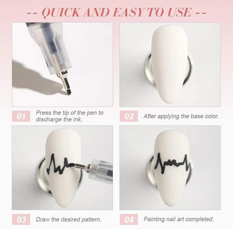 Nail Art Graffiti Pöttyöző Toll Vízálló Rajz Festés Bélés Ecset Barkácsolás Virág Absztrakt Vonal Részlet Szépség Díszít Manikűr eszköz